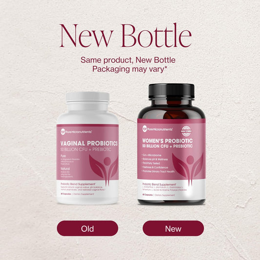 Probiotics For Women, Ph Balance & Vaginal Health Support, 50 Billion Cfu Per Serve, Gut, Digestive & Urinary Tract Care, Lactobacillus & Prebiotics, 60 Capsules