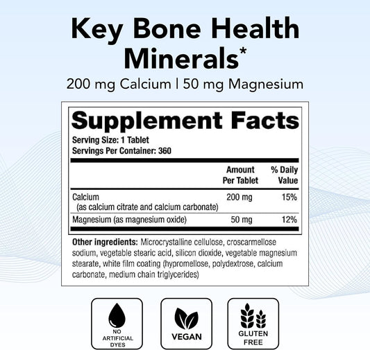 Theralogix Calmag Thins Calcium & Magnesium Supplement - Bone Support Supplement For Women & Men - Contains 200 Mg Of Calcium And 50 Mg Of Magnesium - Nsf Certified - 360 Tablets