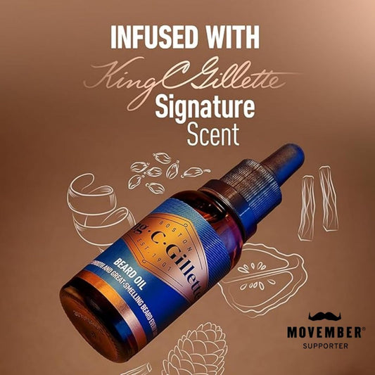 King C. Gillette Beard Oil For Men - Argan, Jojoba, Avocado, Macadamia Seed And Almond Oils - Moisturize And Soften Beard