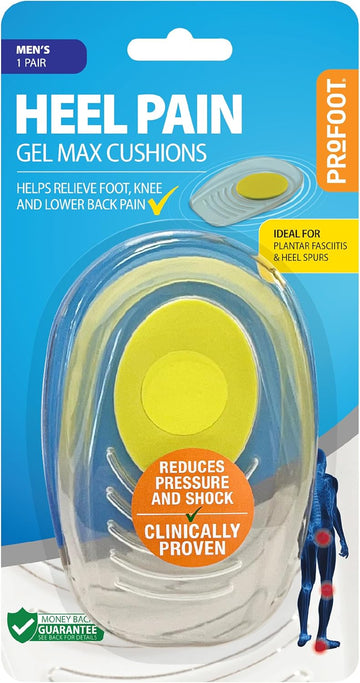 Profoot Gel Max Cushions For Heel Pain - Women'S Heel Cushions - Gel Pad Cushions Ideal For Heel Spur, Plantar Fasciitis, Knee & Back Pain - Reduces Pressure And Absorbs Shock