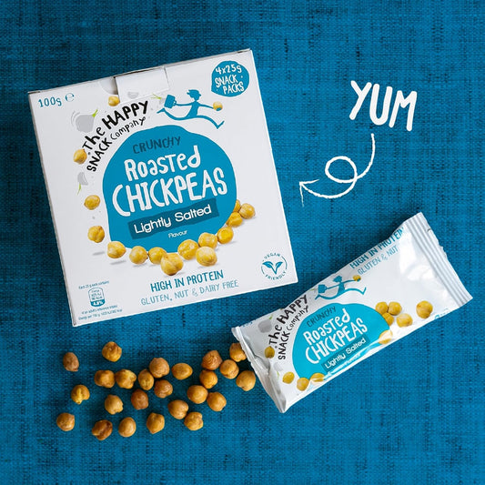 The Happy Snack Company Chocolate Chickpeas, Dark Chocolate & Raspberry Flavoured Tasty Snacks, 99 Cals, Nut Free, Vegan, Gluten Free, 20G Portion, Pack Of 20