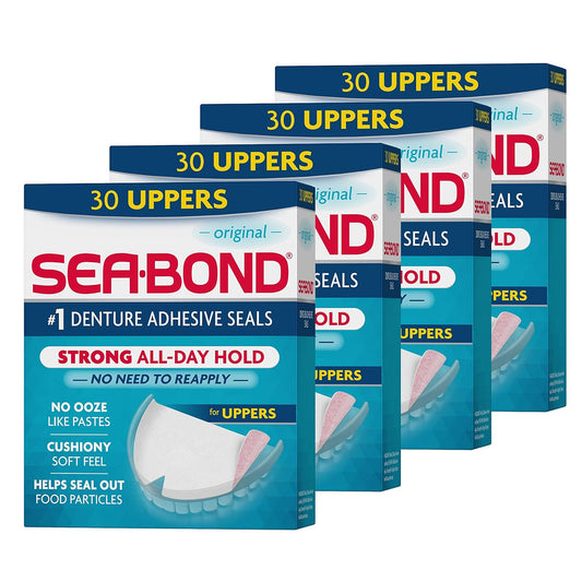 Sea-Bond Secure Denture Adhesive Seals, Original Uppers & Lowers, Zinc-Free, All-Day Hold, Mess-Free