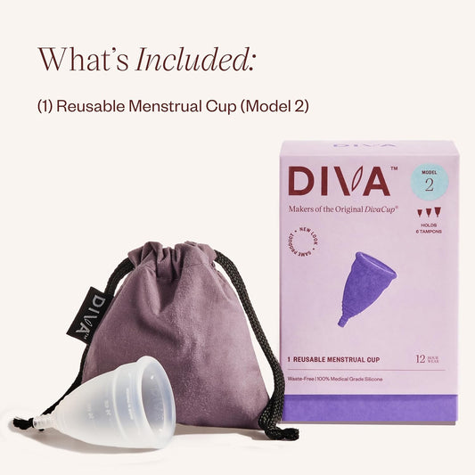 Divacup - Bpa-Free Reusable Menstrual Cup - Leak-Free Feminine Hygiene - Tampon And Pad Alternative - Up To 12 Hours Of Protection - Model 2
