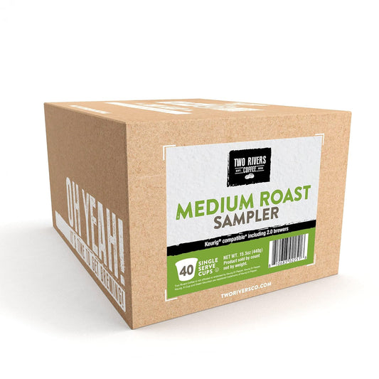 Two Rivers Coffee Medium Roast Coffee Pods, Compatible With K Cup Brewers Including 2.0, Assorted Variety Sampler Pack, 40 Count