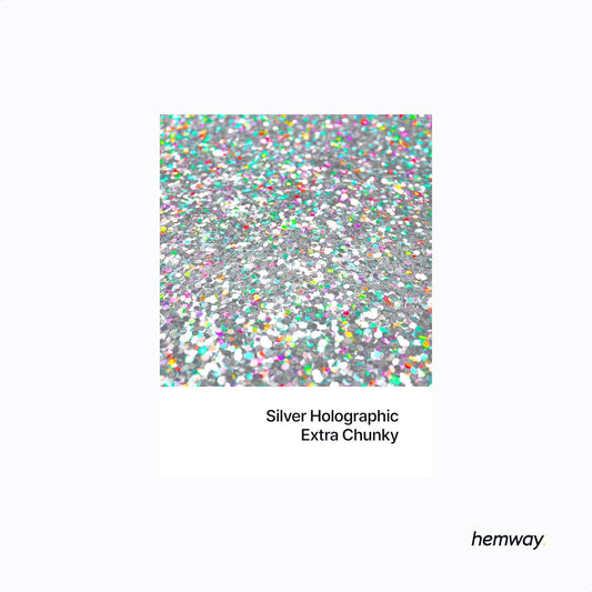 Hemway Eco Friendly Ultra Sparkle Glitter 100G / 3.5Oz - Biodegradable Vegan Cosmetic Safe For Craft Face Hair Nail And Festival Makeup - Extra Chunky (1/24" 0.040" 1Mm) - Silver Holographic