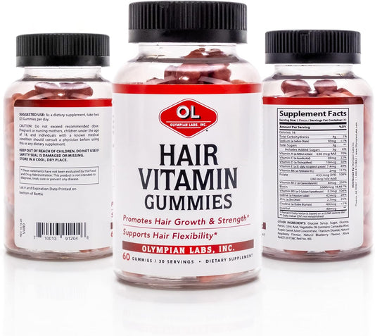 Olympian Labs Hair Vitamin Gummies | Rich In Vitamins And Minerals | 60 Count Great Tasting Berry Flavor