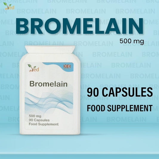 Ved Bromelain Capsule High Strength 3000 Gdu/G 500Mg Per Capsule, Naturally Derived From Pineapple, Vegan Capsule, 90 Capsule(3 Months Supply)