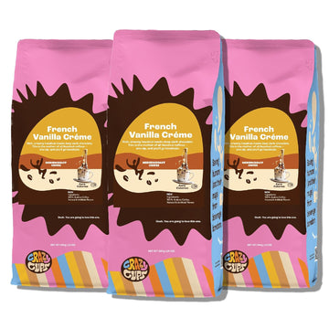 Crazy Cups French Vanilla Coffee, Flavored Ground Coffee (Vanilla Creme), 10 Oz Bags, Pack Of 3