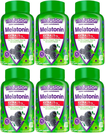 Vitafusion Extra Strength Melatonin Gummies, Blackberry 120 Ea (Pack Of 6)