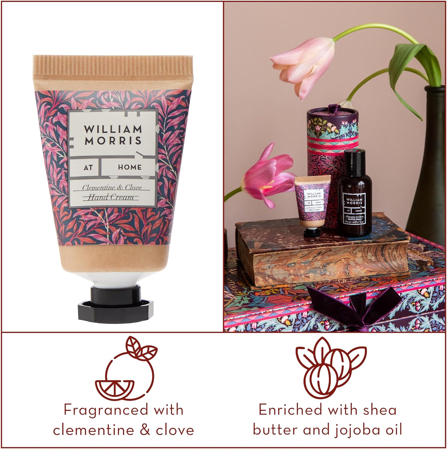 William Morris At Home Bird and Yare, Festive Drum With Bubble Bath 50ml and Hand Cream 15ml, Travel Size and Vegan Friendly, Beauty Christmas Gift and Stocking Filler : Amazon.co.uk: Beauty