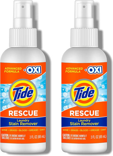 Tide Laundry Stain Remover With Oxi, Rescue Clothes, Upholstery, Carpet And More From Tough Stains, Stain Treater, Travel Essential Spray, 3 Oz (Pack Of 2)