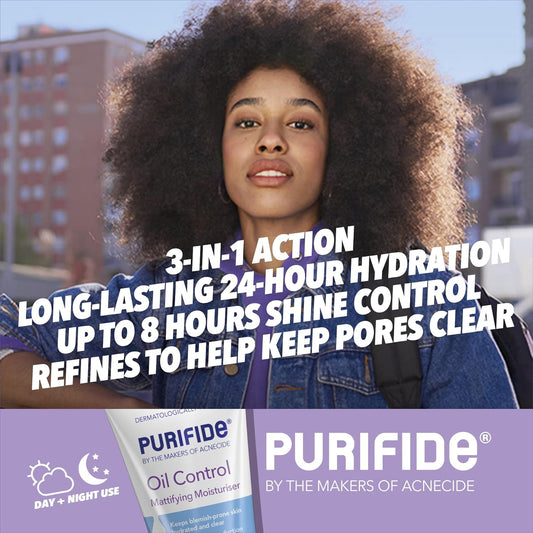 Purifide By Acnecide Oil Control Mattifying Face Moisturiser For Acne Prone Skin, Face Cream For Oily Skin 50Ml