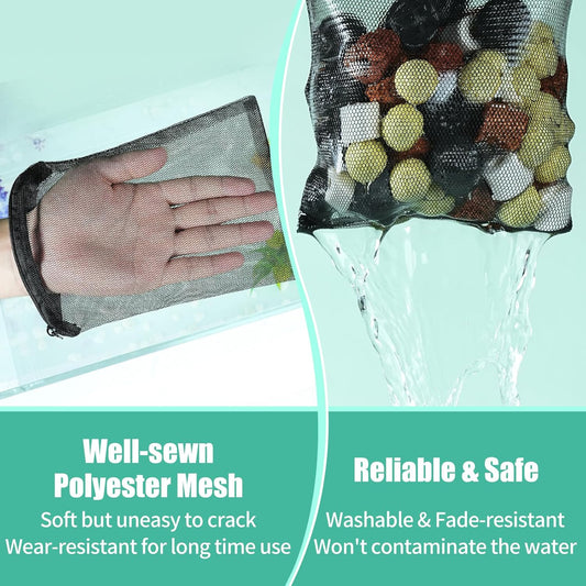 Aquaneat 10Pcs Aquarium Filter Media Bags, Fish Tank Coarse Mesh Bags With Plastic Zipper For Activated Carbon(3" X 8")