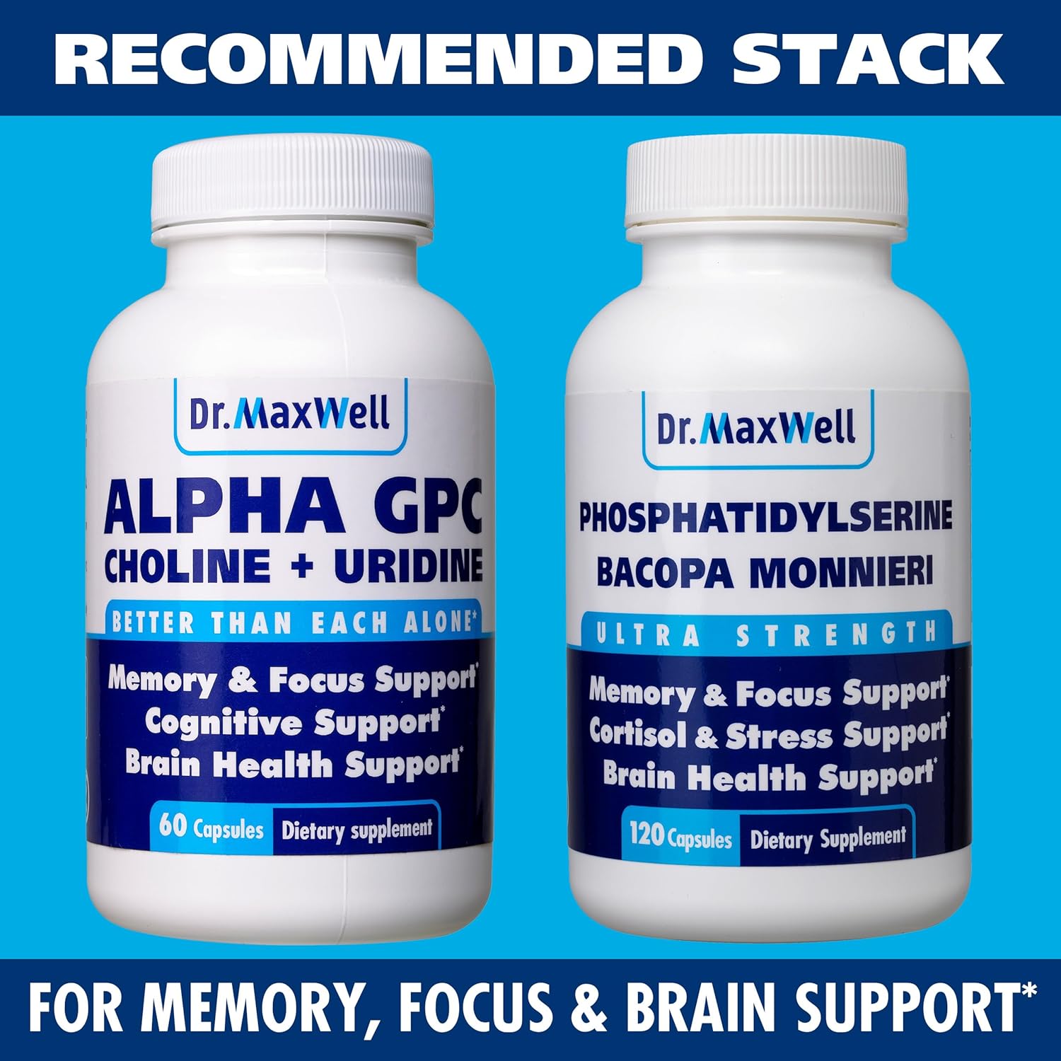 Dr. Maxwell Alpha Gpc 600Mg + Uridine, A Choline Enhancer. Better Than Alpha-Gpc Or Uridine Alone. Best Choline Source: 2In1, Soy Free, No Fillers, 60 Pills, Acetylcholine Precursor : Health & Household