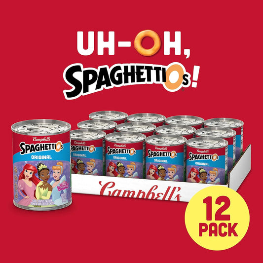 Spaghettios Original Disney Princess Shapes Canned Pasta, Healthy Snack For Kids And Adults, 15.8 Oz Can (Pack Of 12)