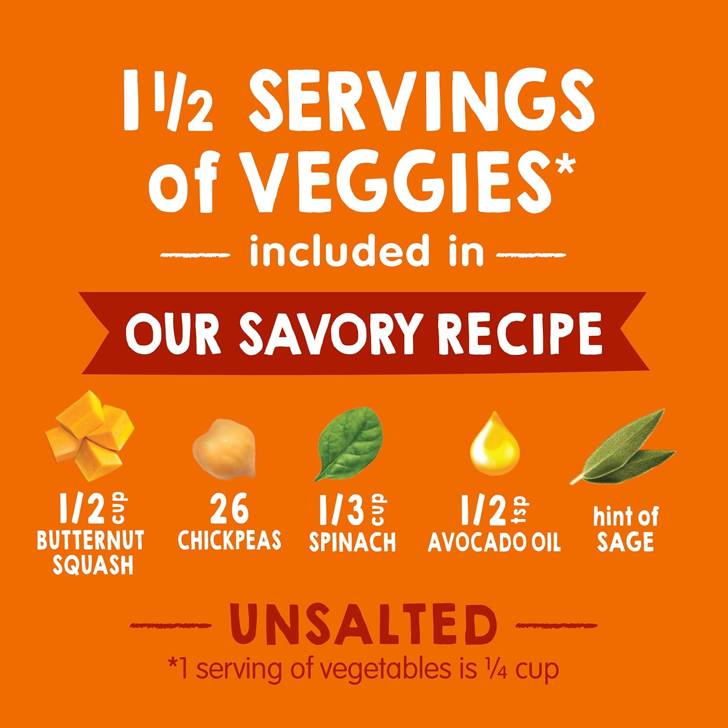 Happy Baby Organics Savory Blends Stage 2 Baby Food, Squash Chickpeas & Spinach with Avocado Oil + Sage, 4 Ounce Pouch (Pack of 16) : Baby