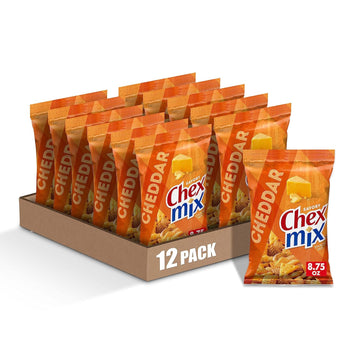Chex Mix Snack Mix, Cheddar, Savory Snack Bag, 8.75 Oz (Pack Of 12)
