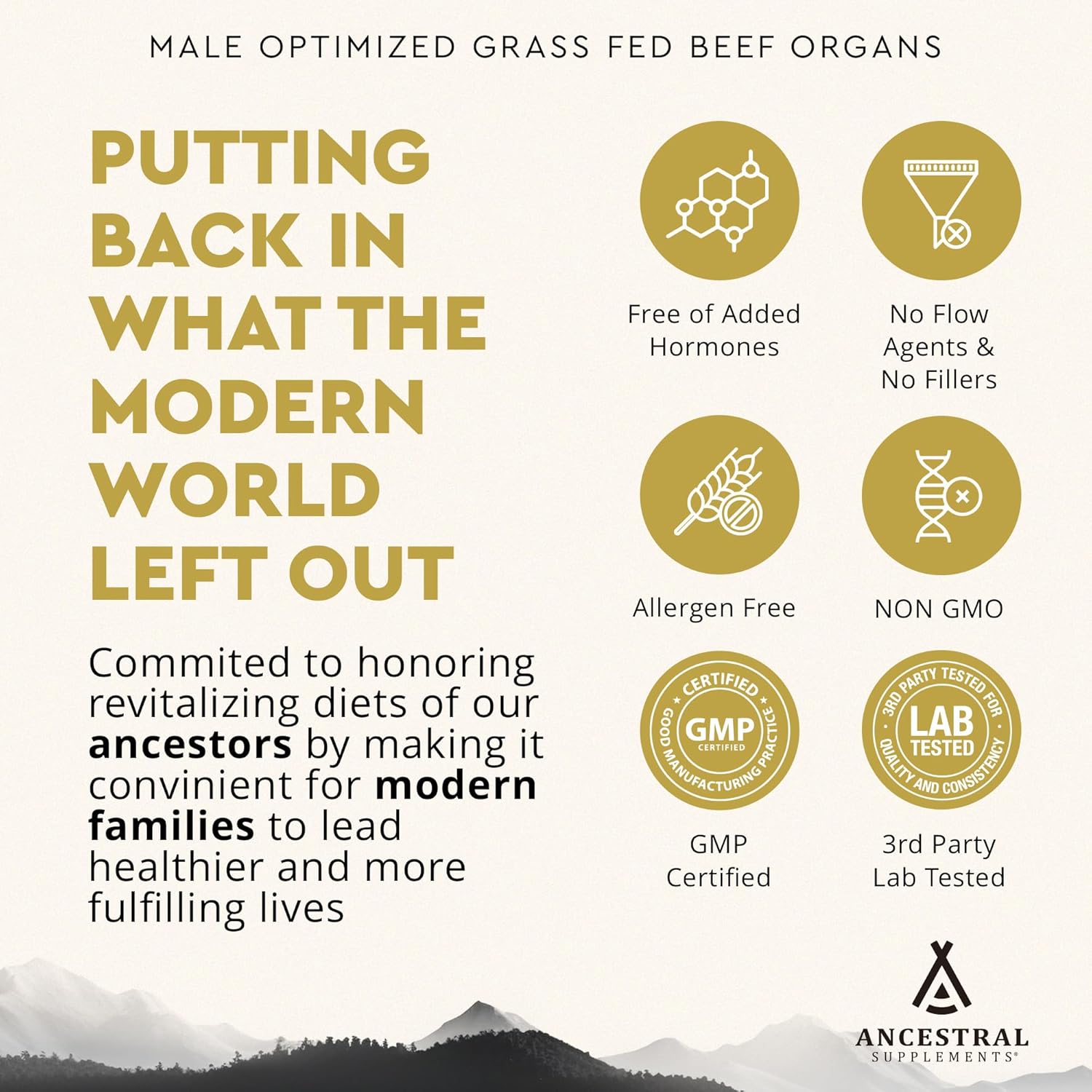 Ancestral Supplements Mofo, Supplements For Men, Support For Energy Levels And Overall Men'S Health And Wellness, Non-Gmo Grass Fed Beef Organ Supplement With Liver, No Fillers, 180 Capsules : Health & Household