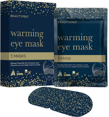 Beautypro Self Heating Eye Mask 5 Pack Soothing Chamomile Scent Warming Steam Eye Mask Calming Relax At Home & Travel Digital Detox & Migraine Relief Multi Award Winning Brand