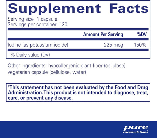 Pure Encapsulations Iodine - Supplement To Support The Thyroid & Help Maintain Healthy Cellular Metabolism - With Premium Potassium Iodide - 120 Capsules