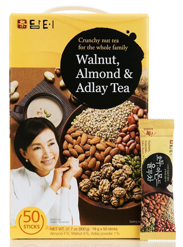 Damtuh Korean Walnut Almond Adlay (Job'S Tear) Powder Meal Replacement Shake - Nutty Breakfast Drink, Misugaru, 18G X 50 Sticks (Pack Of 1)