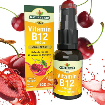 Natures Aid Vitamin B12 Daily Oral Spray 30Ml - Natural High Strength 1000µg Supports Energy Tiredness Fatigue Healthy Immune Nervous System - Pill Tablet Capsule Free Liquid Supplement 4-Month Supply
