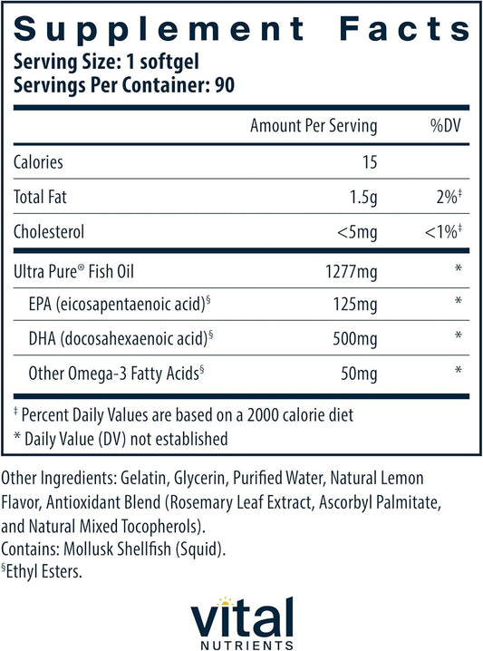 Vital Nutrients - Ultra Pure Fish Oil 675 High Omega-3 DHA (Pharmaceut