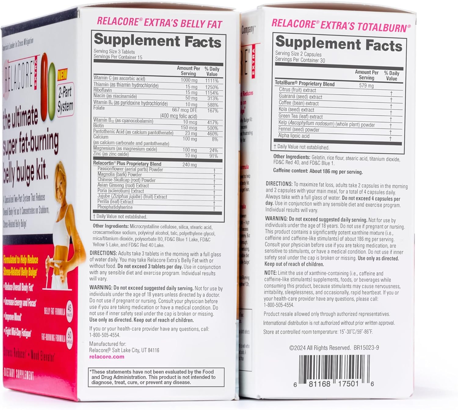 Relacore Ultimate Super Fat-Burning Belly Bulge Kit - Specialized Two-Pronged Weight-Loss System - Stress Relief And Fat Burning Supplements, 15 Day-Supply : Health & Household