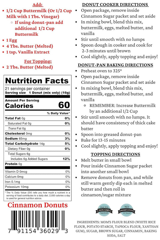 Mom'S Place Gluten Free Mini Cinnamon Sugar Donuts Mix