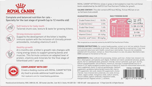 Royal Canin Feline Health Nutrition Kitten Thin Slices In Gravy Canned Cat Food, 3 Oz Can (18-Count)