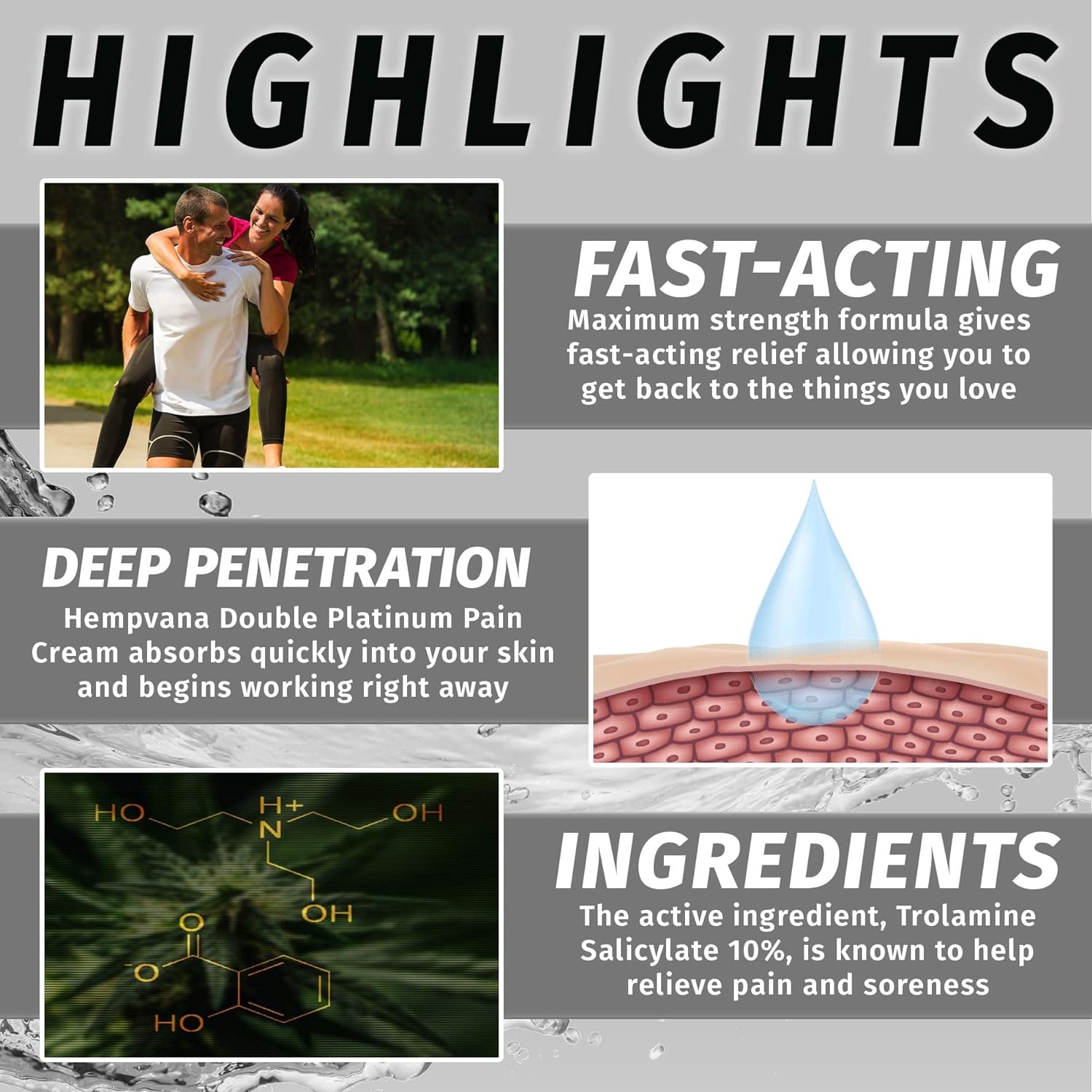 Hempvana As Seen On TV Double Platinum Cream with 8 Times Hemp Seed Oil Absorbs Quickly & Targets Muscle, Joint, Back, Knee Discomfort for Fast Relief, More Range of Motion : Health & Household