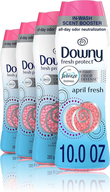 Downy Fresh Protect Laundry Scent Booster Beads For Washer With Febreze Odor Defense, April Fresh, 10 Oz, 4 Count
