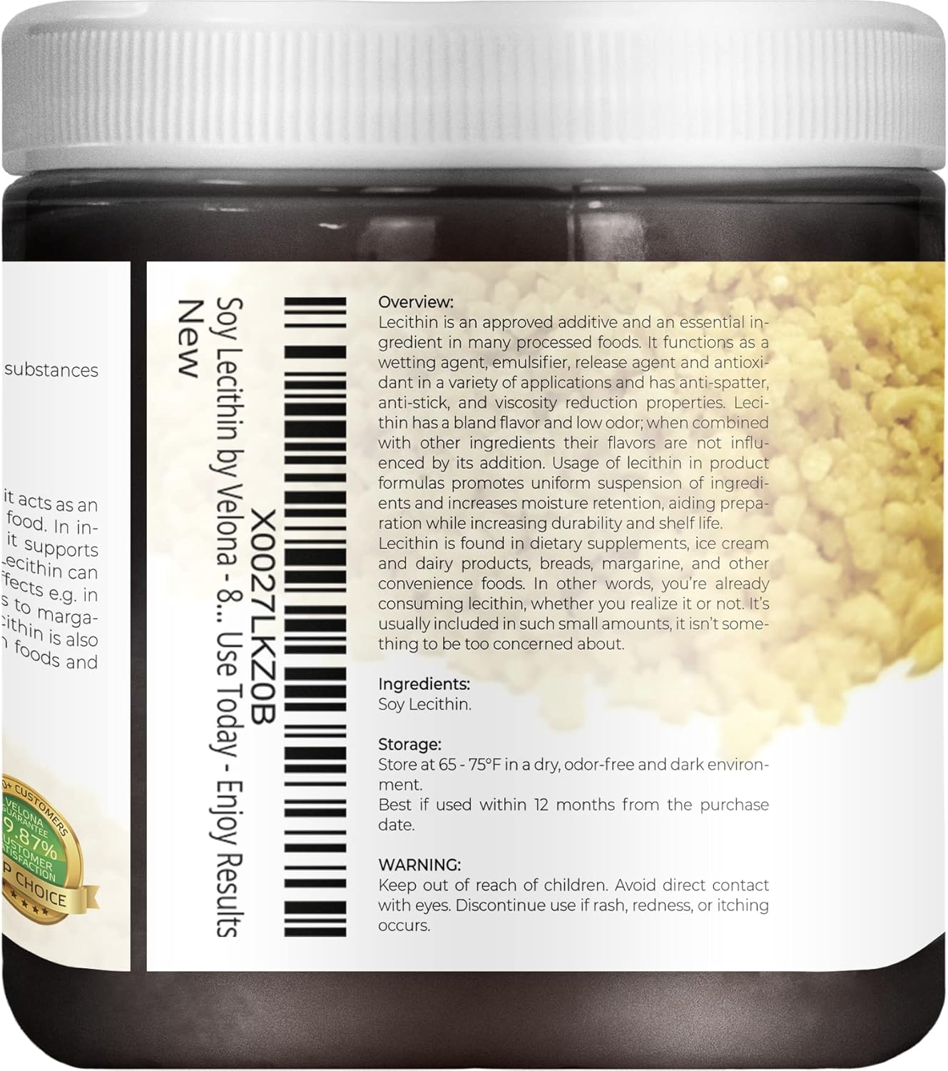 velona Pure Liquid Soy Lecithin 8 oz | Food Grade | Unbleached| Emulsifier, Stabilizer, Softener, Smoother, Wetting Agent | Use Today - Enjoy Results : Health & Household
