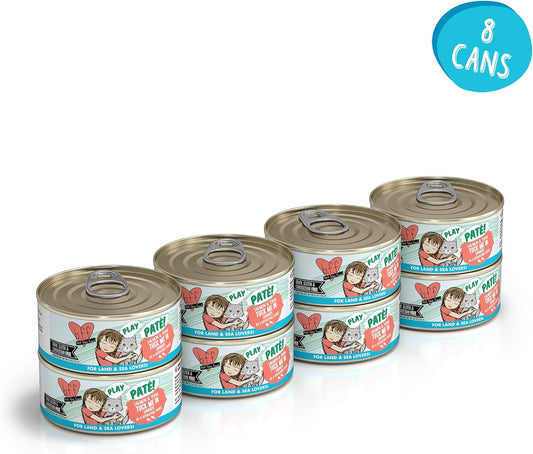 Weruva B.F.F. Play - Best Feline Friend PatƩ Lovers, Aw Yeah!, Salmon & Tuna Tuck Me In With Salmon & Tuna, 5.5Oz Can (Pack Of 8)
