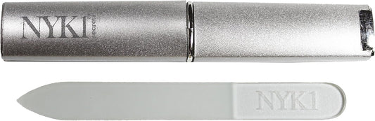 Nyk1 Handbag Size Best Crystal Nail Glass File, Carefully Crafted, Etched And Eloquently Designed. Perfectly Travel Sized With Official Nyk1 Carry Case Included