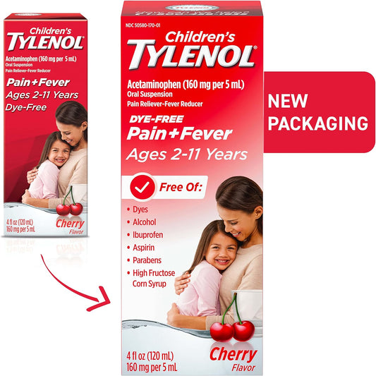 Tylenol Childrens Oral Suspension, Dye-Free, Cherry Flavor, 8 Fl. Oz