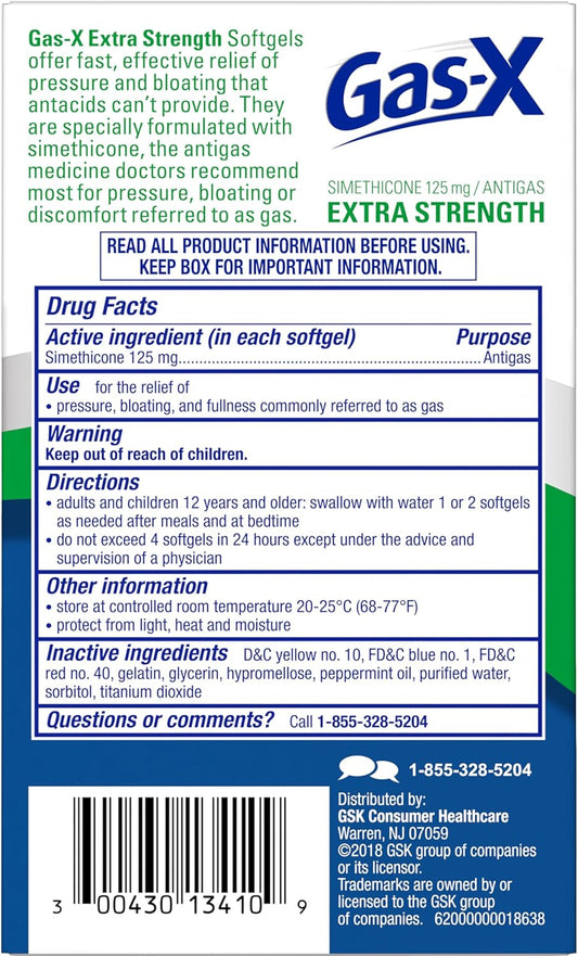 Gas-X Extra Strength Gas Relief Softgels With Simethicone 125 Mg - 10 Count
