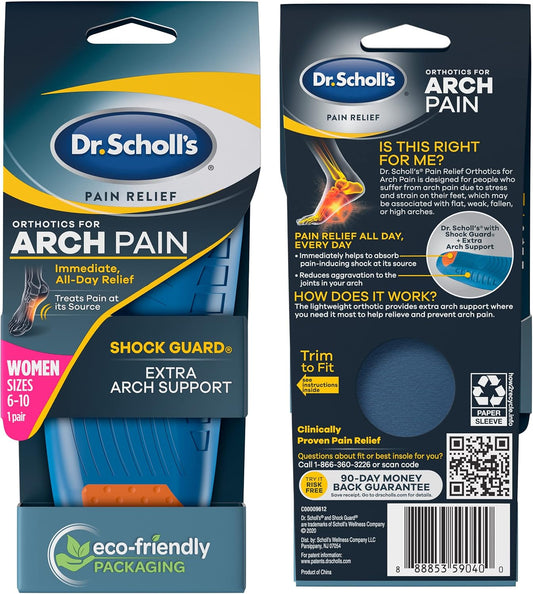 Dr. Scholl'S Arch Pain Relief Orthotics, Insoles For Women (6-10), 1 Pair Shoe Inserts