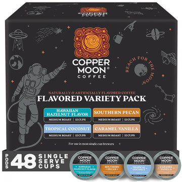 Copper Moon Single Serve Coffee Pods For Keurig K-Cup Brewers, Light/Medium Roast, Flavored Variety Pack, 12 Count (Pack Of 4)