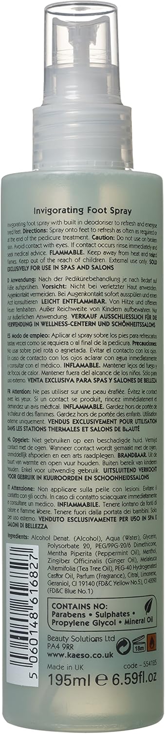 Kaeso Tea Tree And Ginger Invigorating Foot Spray 195 Ml