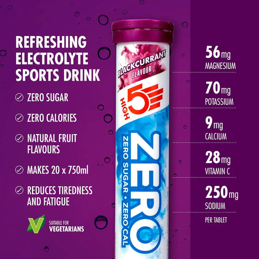 High5 Zero Electrolyte Tablet - Hydration Tablets Enhanced With Vitamin C - 0 Calories & Sugar Free - Boost Hydration, Performance & Wellness - Blackcurrant, 20 Tablets (20X, Pack Of 1)