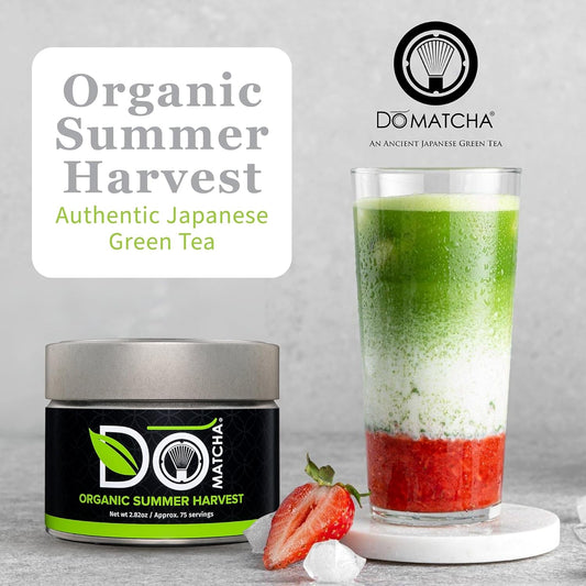 Domatcha, Organic Summer Harvest Matcha Powder, Authentic Japanese Green Tea, Latte Grade, 2.82 Oz