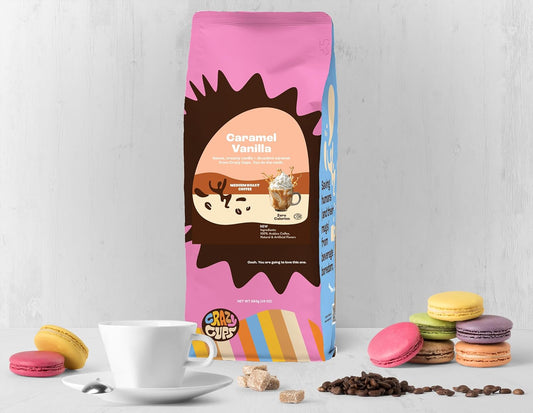 Crazy Cups Flavored Ground Coffee, Caramel Vanilla, In 10 Oz Bags, For Brewing Flavored Hot Or Iced Coffee, 3 Pack