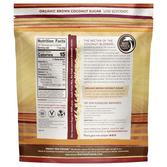 Big Tree Farms Organic Brown Coconut Sugar - Coconut Palm Sugar, Unrefined, Fine Crystals, Sugar Replacement, Perfect For Baking - 2 Pound (Pack Of 1)