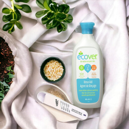 Ecover Rinse Aid 16 Oz - Plant-Based Dishwasher Rinse Aid For Superior Cleaning With Moofin Plastic Measuring Spoon, Eco-Conscious & Sustainable Formula, Streak-Free, Rinse Aid Dishwasher (Pack Of 3)