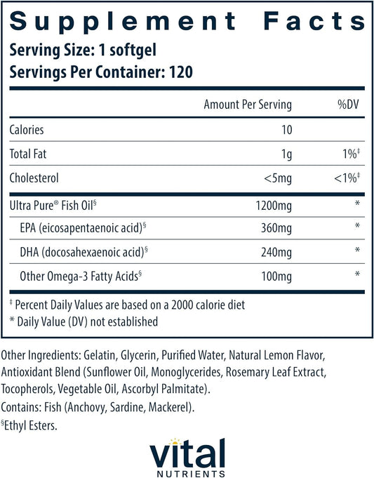 Vital Nutrients Ultra Pure Fish Oil 700 (Pharmaceutical Grade) | Omega