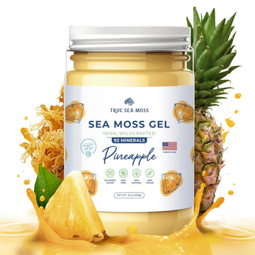 Trueseamoss Wildcrafted Irish Sea Moss Gel - Made With Dried Seaweed - Seamoss, Vegan-Friendly, Antioxidant Supports Thyroid & Digestion - Made In Usa (Pineapple, Pack Of 1)