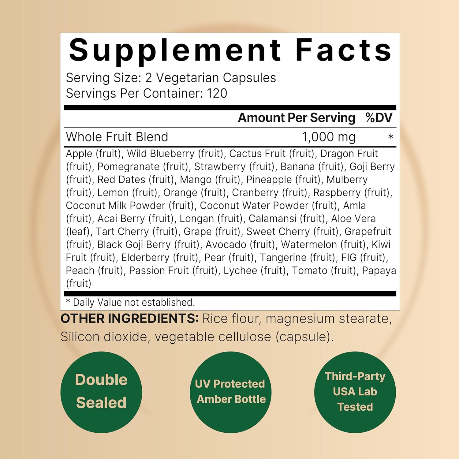 Fruit and Veggies Supplement – 480 Total Vegetarian Capsules | Balance of Natural 40 Whole Fruits & Veggies Blend | Fresh Superfood Formula with Vitamins and Minerals – Non-GMO : Health & Household