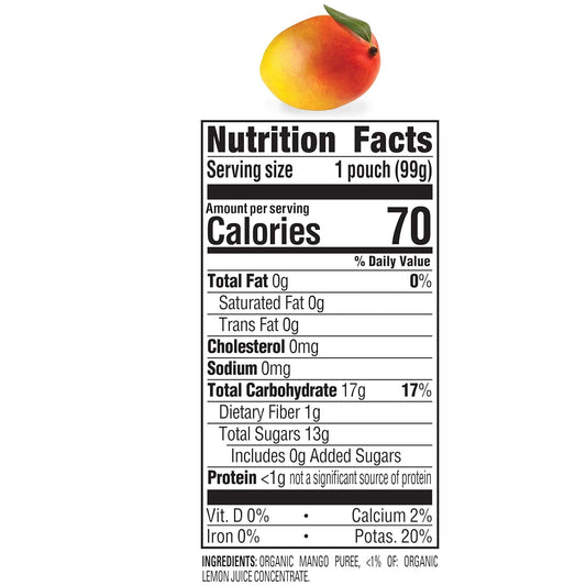 Happy Baby Organics Clearly Crafted Stage 1 Baby Food Mangos, Resealable Baby Food Pouches, Fruit & Veggie Puree, Organic Non-Gmo Gluten Free Kosher, 3.5 Ounce Pouch (Pack Of 16)