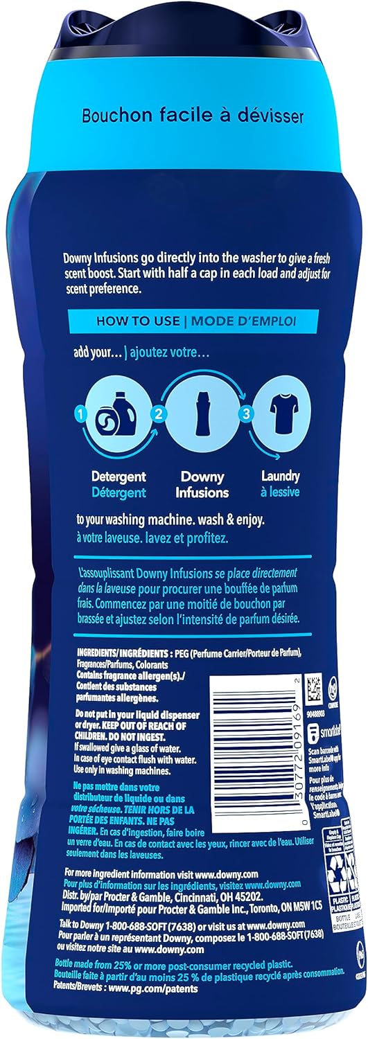 Downy Infusions In-Wash Laundry Scent Booster Beads, Balance, Crisp Rain And Blue Eucalyptus, 18.2 Oz